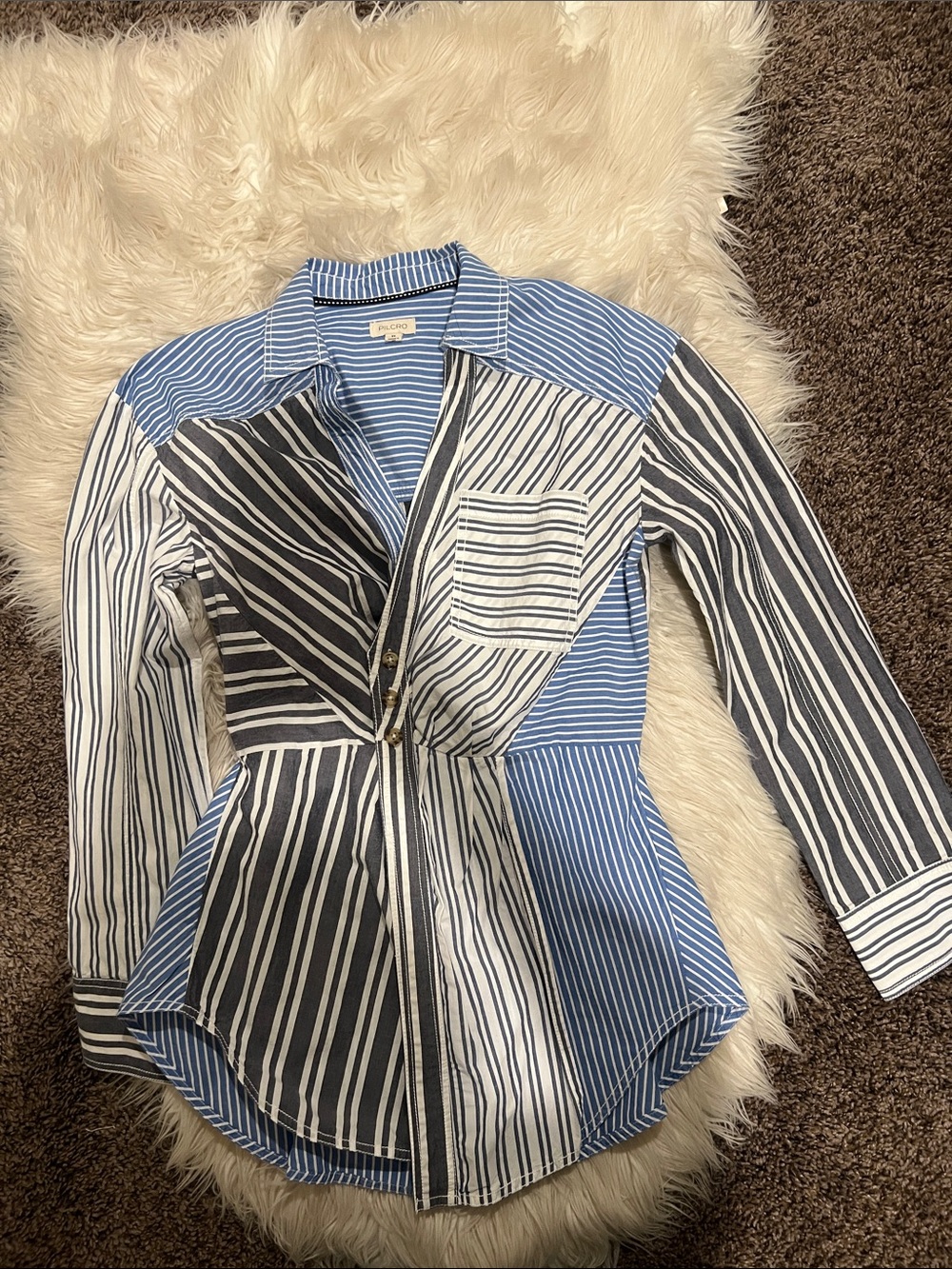 Pilcro/ Antropology- Cotton Blend-down shirt - Picture 3 of 8
